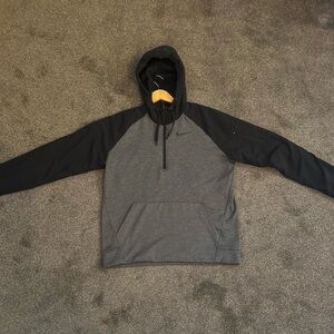Nike Charcoal Gray and Black Hooded Half-Zip Pullover